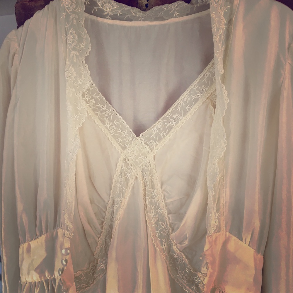 Gorgeous silk nightgown dress w/ long cover coat
